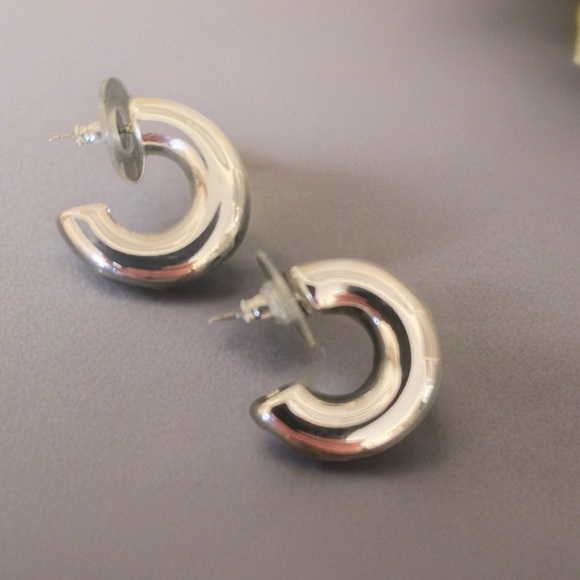 J. Crew Shiny Silver Earrings - Picture 2 of 3